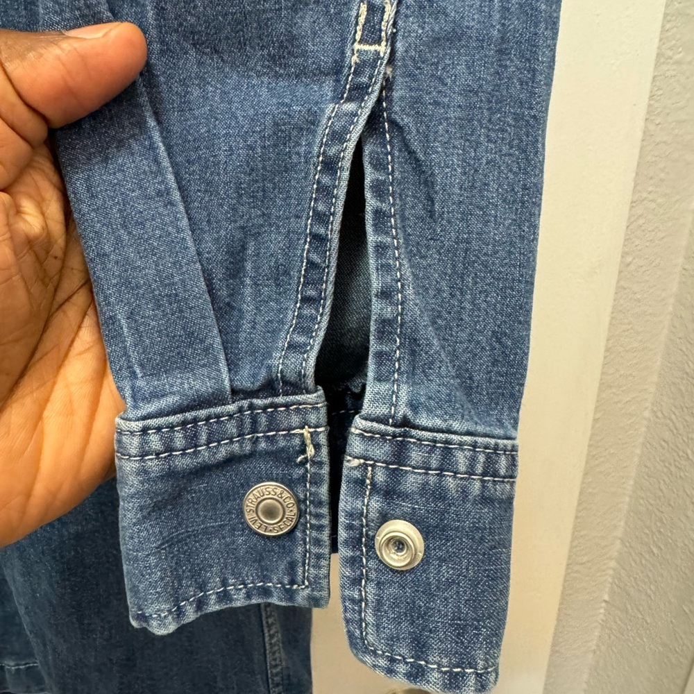 Levis Blue Buttons Denim Jeans Top Ellie Long Dress Western - Picture 6 of 10
